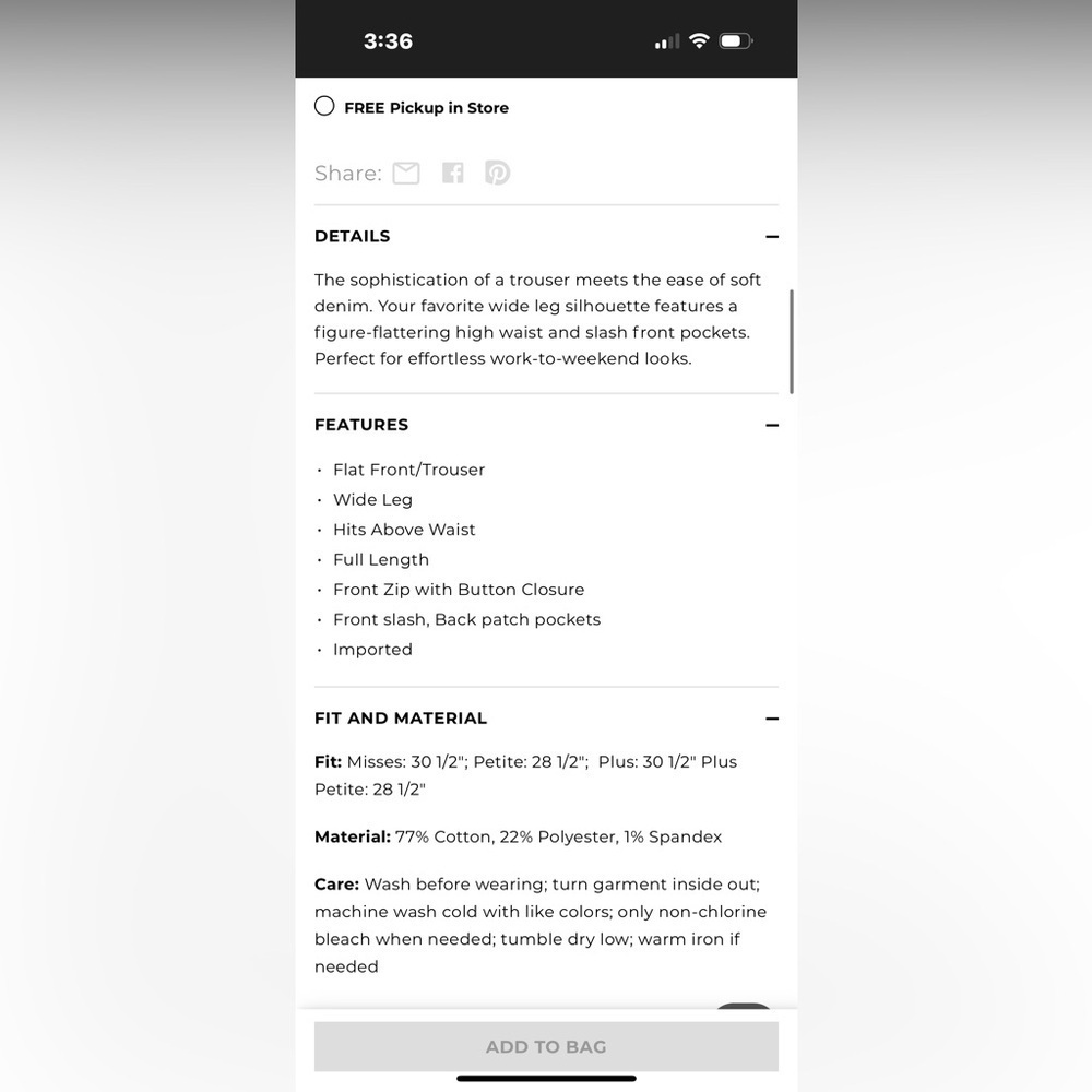 Talbots ultra wide leg denim trousers jeans Dakota wash size 14 nwt - Picture 3 of 7